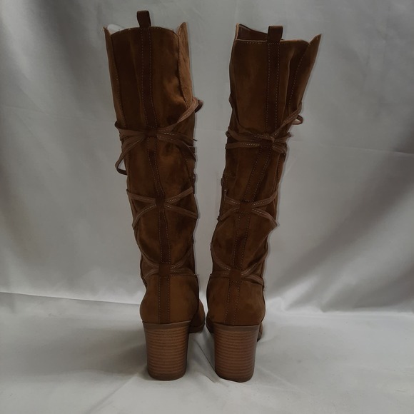 Jelly Pop Courtney Cowboy Style faux suede tan Boots 11 - Picture 4 of 9